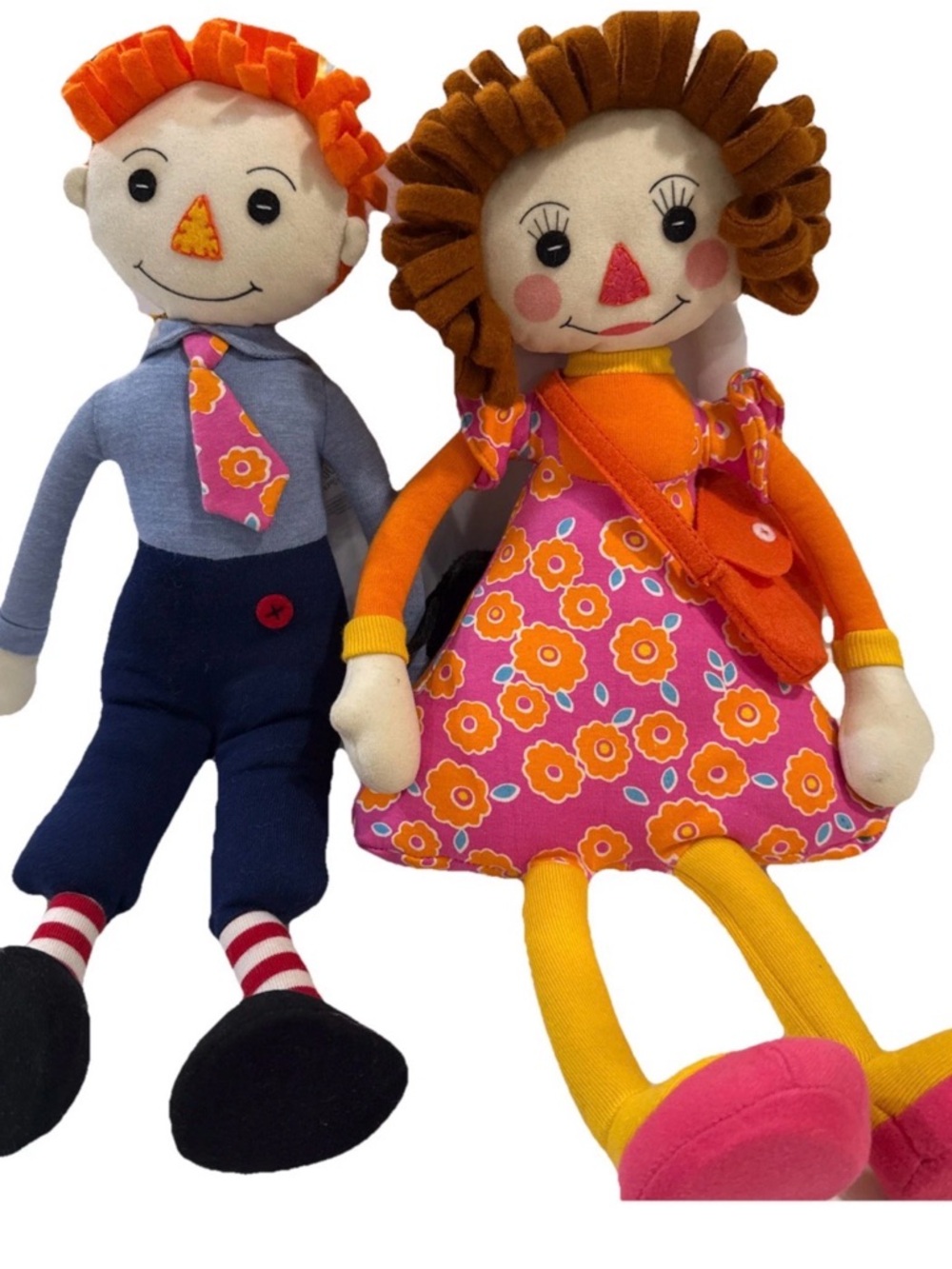 Floral Fabric Rag Doll in Pink & Orange - Playtime Plush Companion